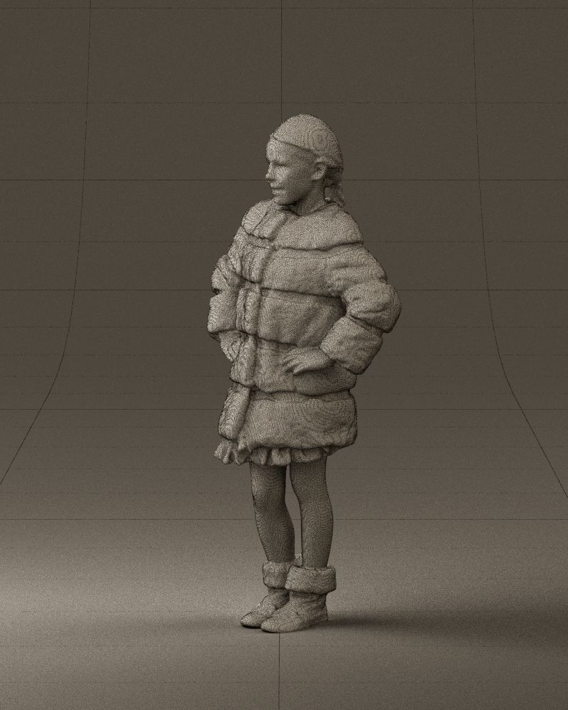 Young girl in white coat big smile 0856 3D Print Ready 3D print model_33