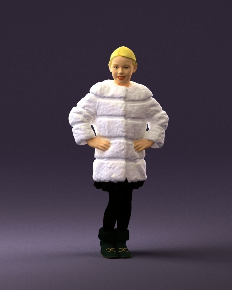 Young girl in white coat big smile 0856 3D Print Ready 3D print model_12