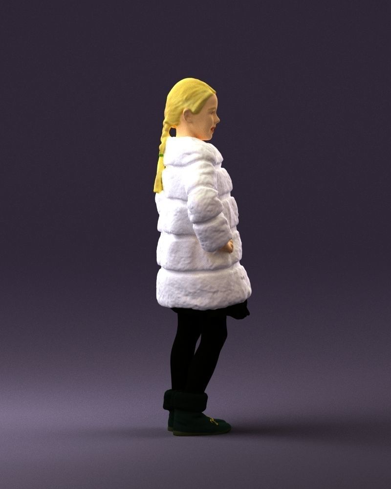 Young girl in white coat big smile 0856 3D Print Ready 3D print model_16