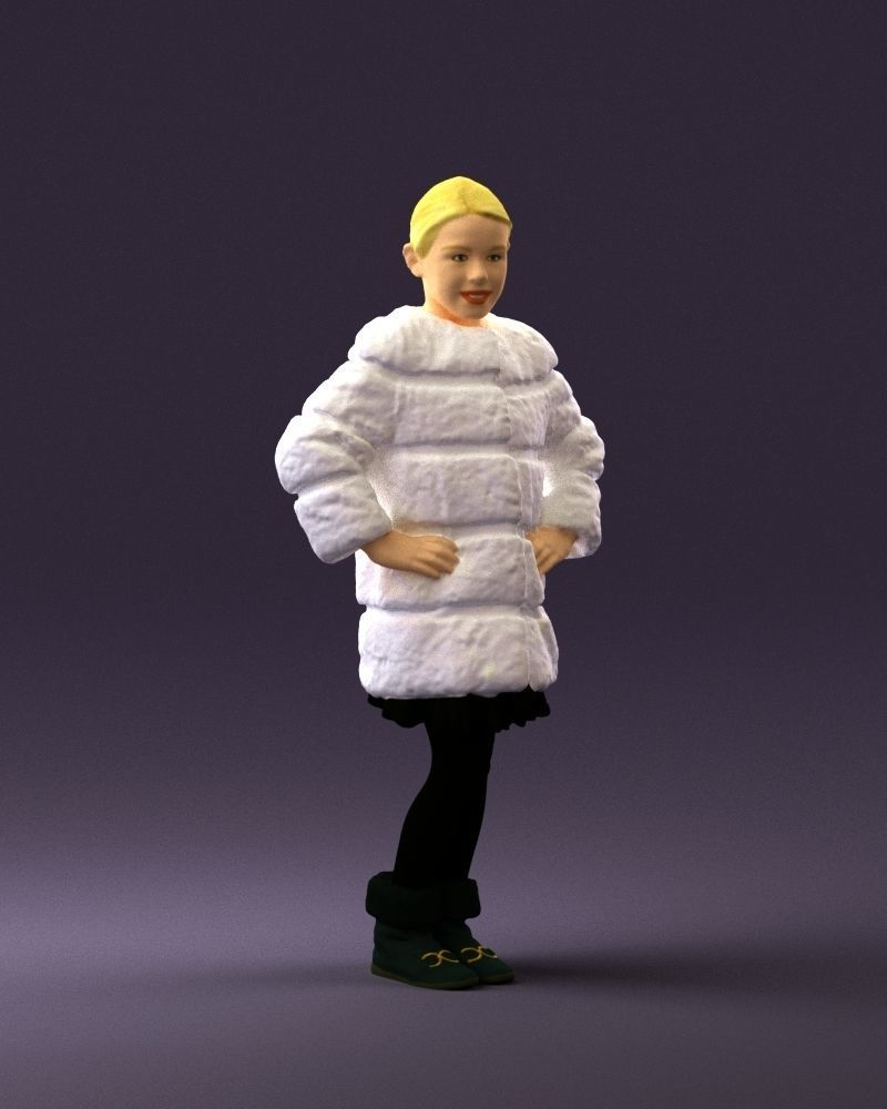 Young girl in white coat big smile 0856 3D Print Ready 3D print model_14
