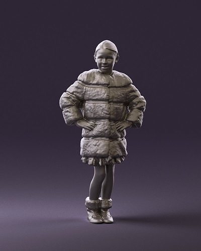 Young girl in white coat big smile 0856 3D Print Ready 3D print model