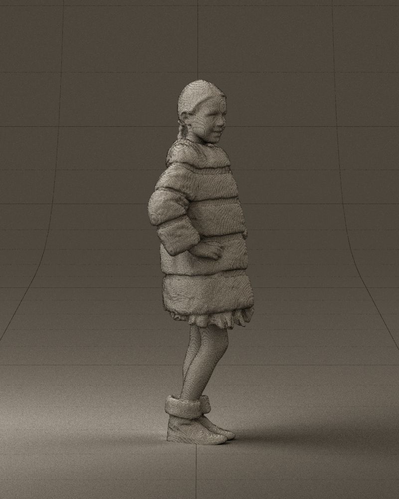 Young girl in white coat big smile 0856 3D Print Ready 3D print model_27