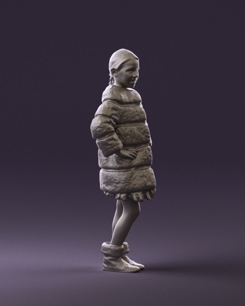Young girl in white coat big smile 0856 3D Print Ready 3D print model_3