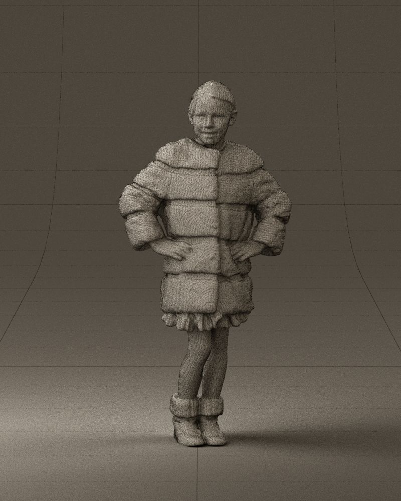 Young girl in white coat big smile 0856 3D Print Ready 3D print model_24