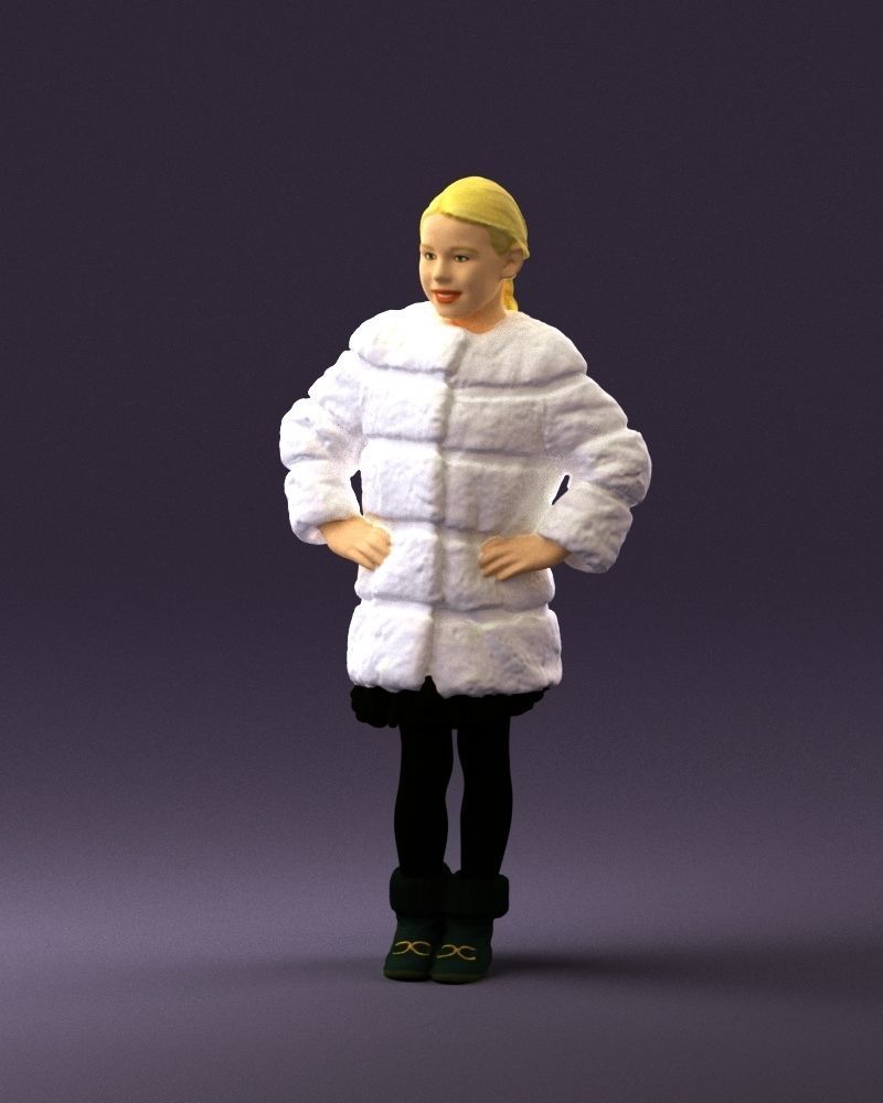 Young girl in white coat big smile 0856 3D Print Ready 3D print model_22