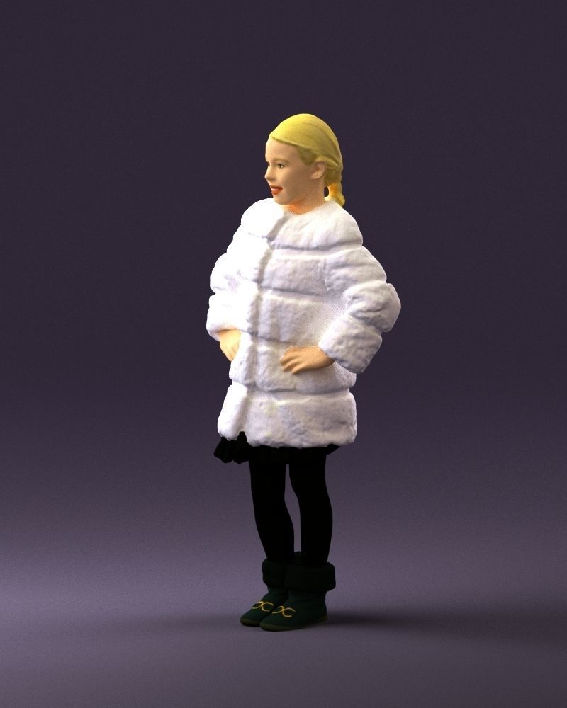 Young girl in white coat big smile 0856 3D Print Ready 3D print model_21