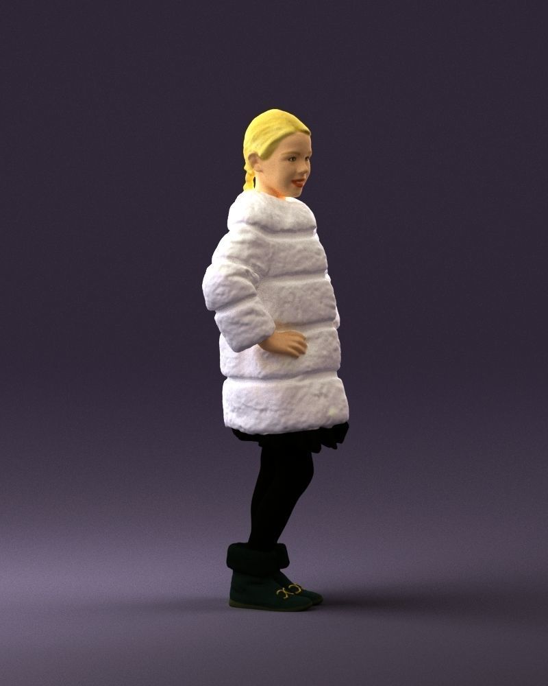 Young girl in white coat big smile 0856 3D Print Ready 3D print model_15