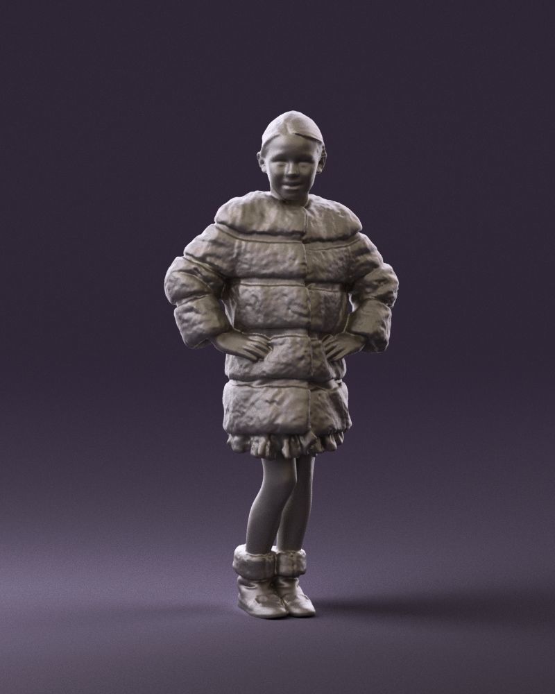 Young girl in white coat big smile 0856 3D Print Ready 3D print model_1