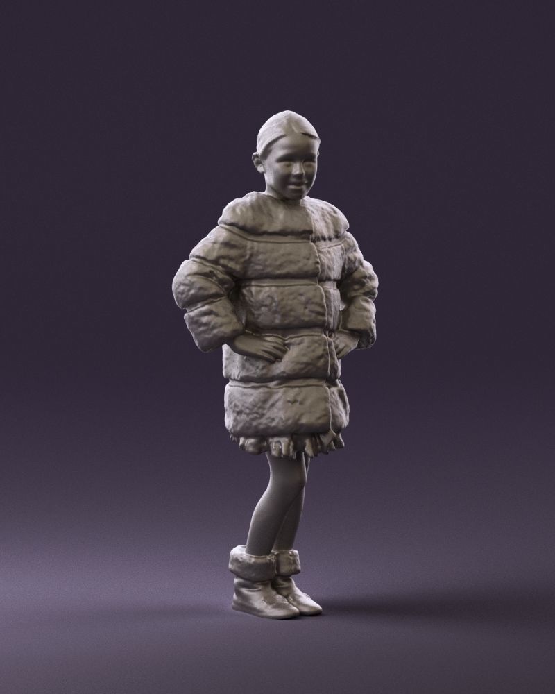 Young girl in white coat big smile 0856 3D Print Ready 3D print model_2