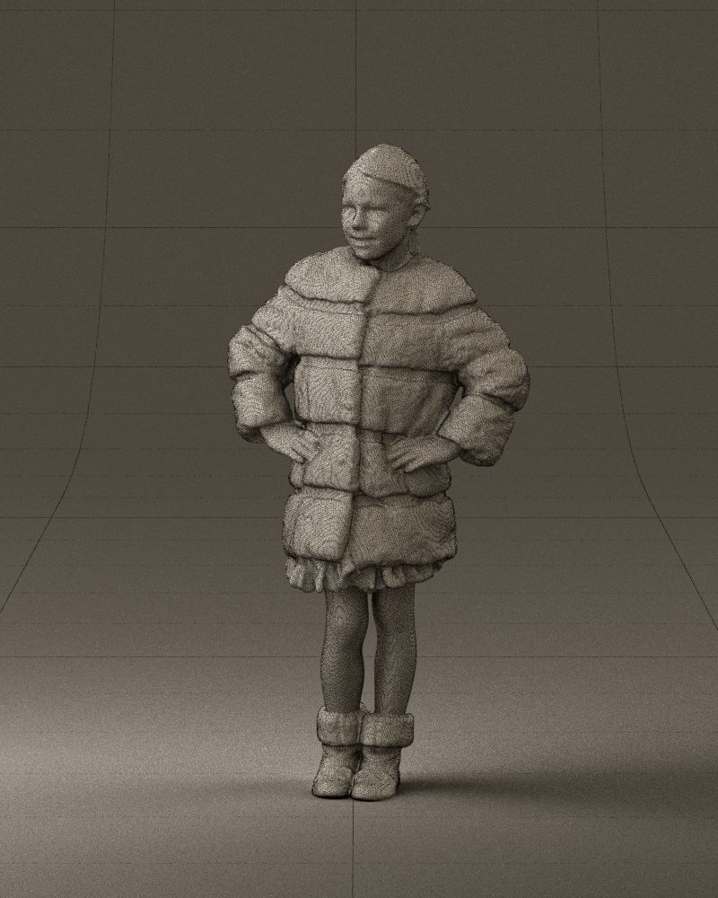 Young girl in white coat big smile 0856 3D Print Ready 3D print model_34