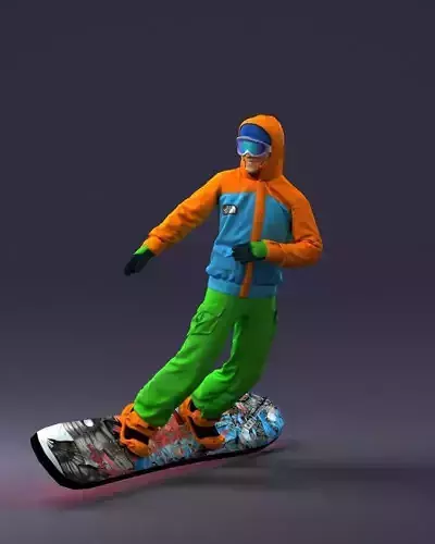 Man in a bright suit on a snowboard 0292 3D Print Ready 3D print model