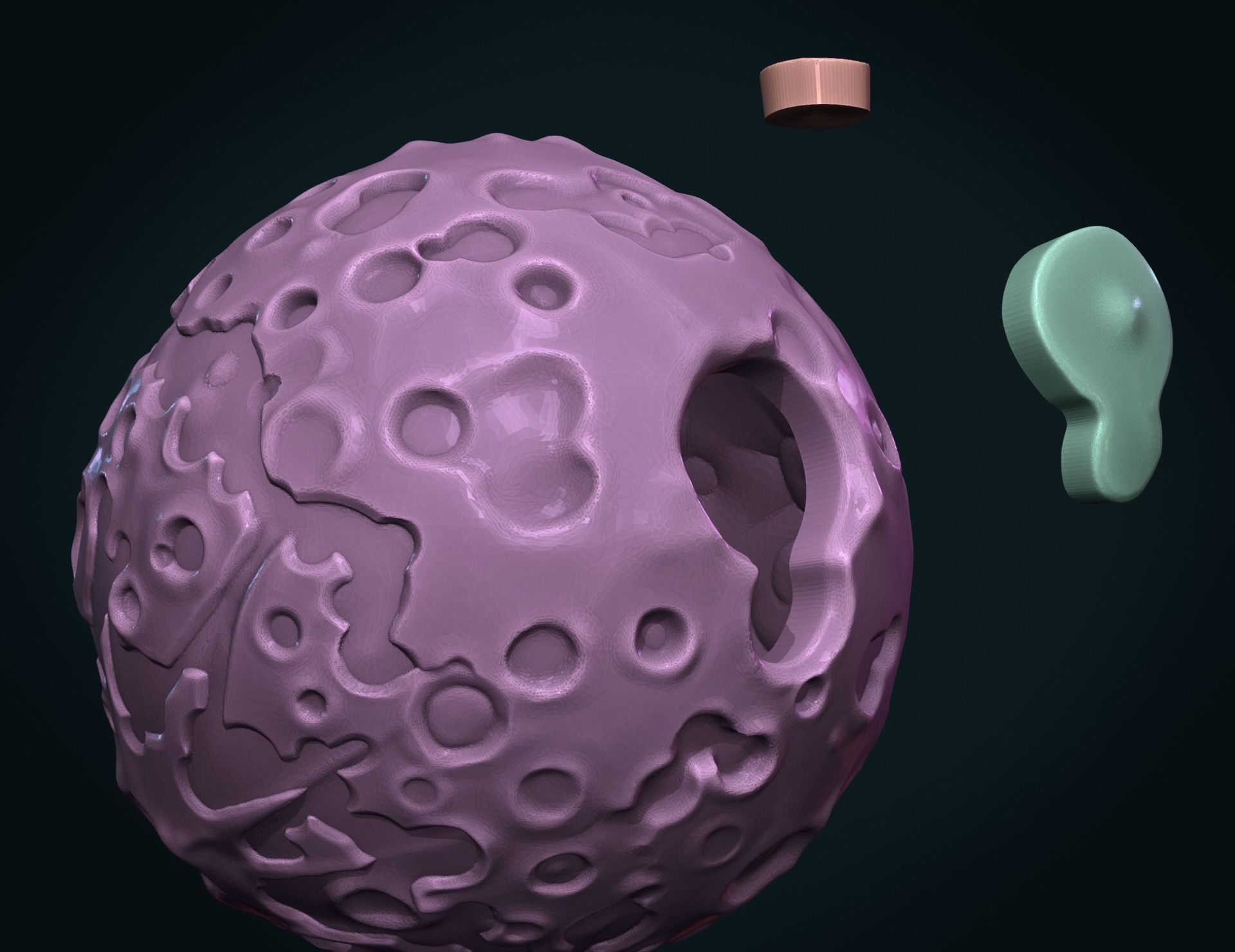 Moon Hollow and Solid 3D print model_14