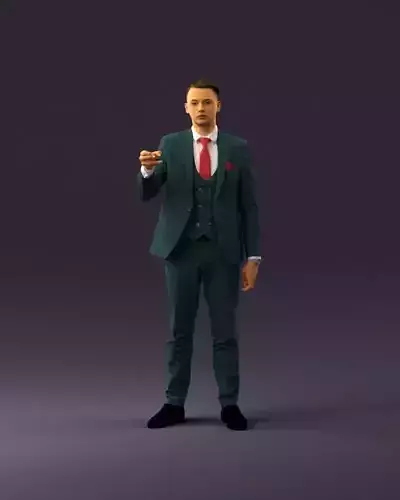 young man in darkblue suit hand in front 1071