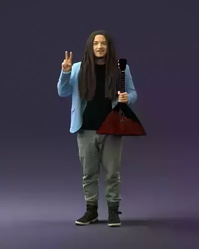 Man with dreadlocks and a balalaika 0284 3D Print Ready 3D print model