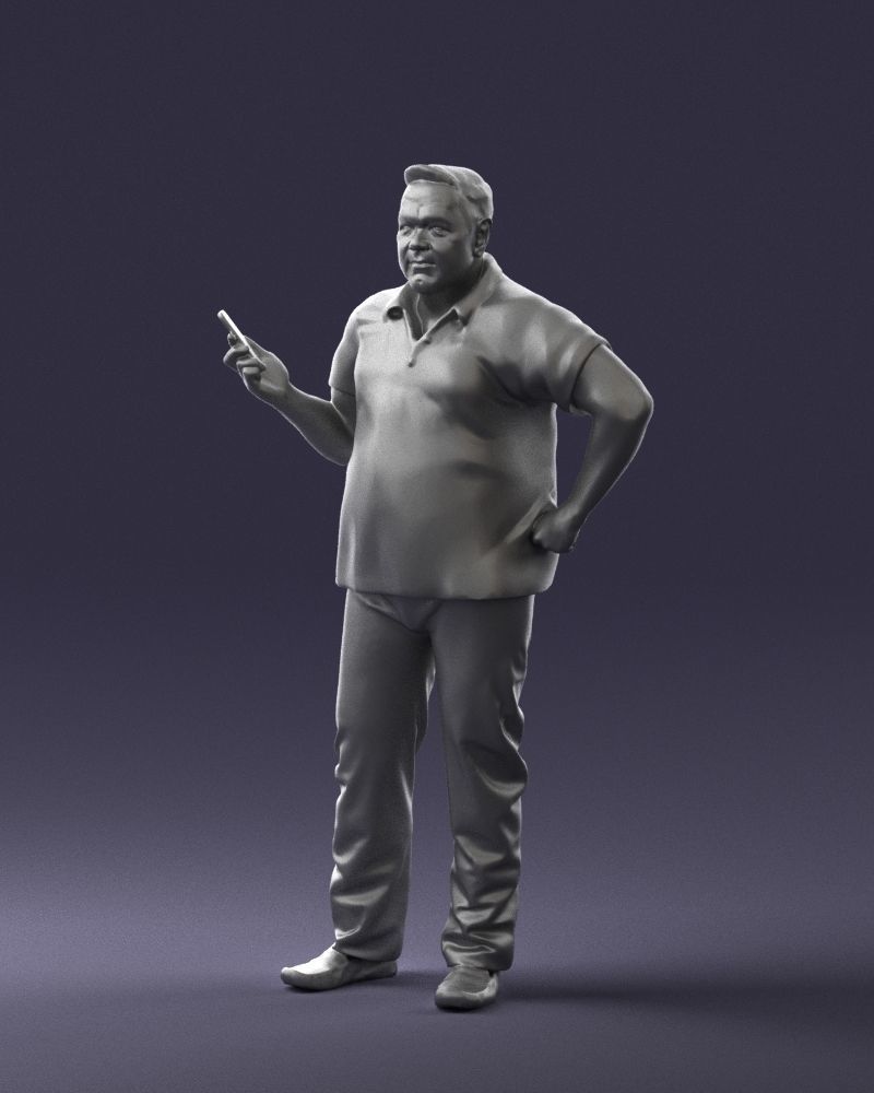 Man in t-shirt with phone 0464 3D Print Ready 3D print model_4