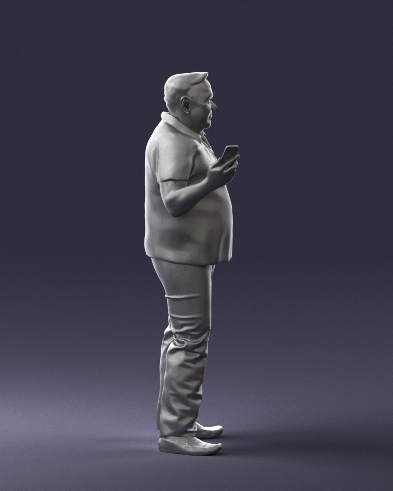 Man in t-shirt with phone 0464 3D Print Ready 3D print model_28