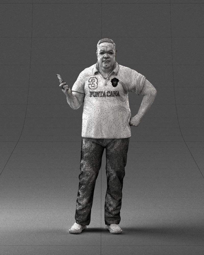 Man in t-shirt with phone 0464 3D Print Ready 3D print model_2