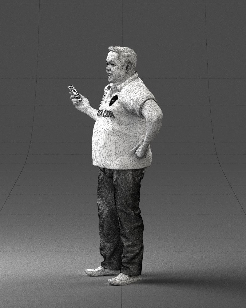 Man in t-shirt with phone 0464 3D Print Ready 3D print model_8