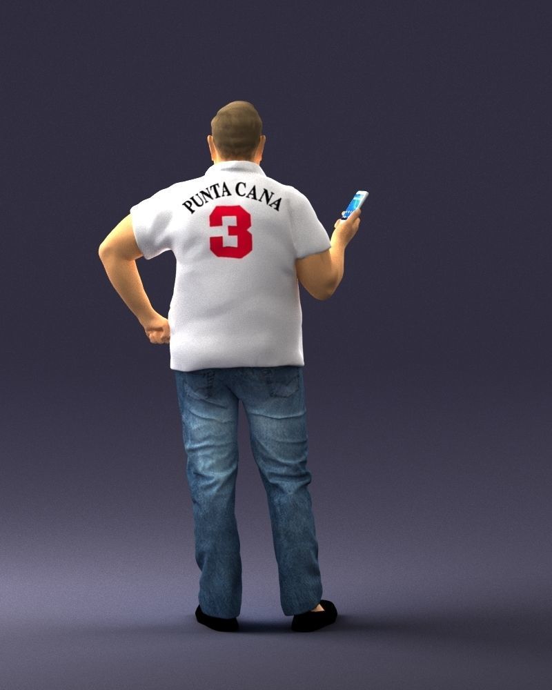 Man in t-shirt with phone 0464 3D Print Ready 3D print model_18
