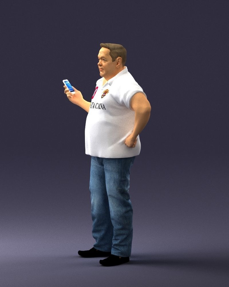 Man in t-shirt with phone 0464 3D Print Ready 3D print model_6