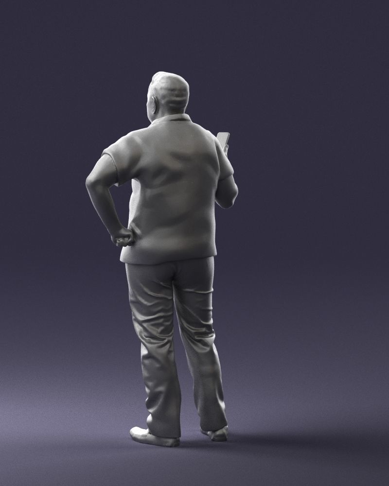 Man in t-shirt with phone 0464 3D Print Ready 3D print model_16