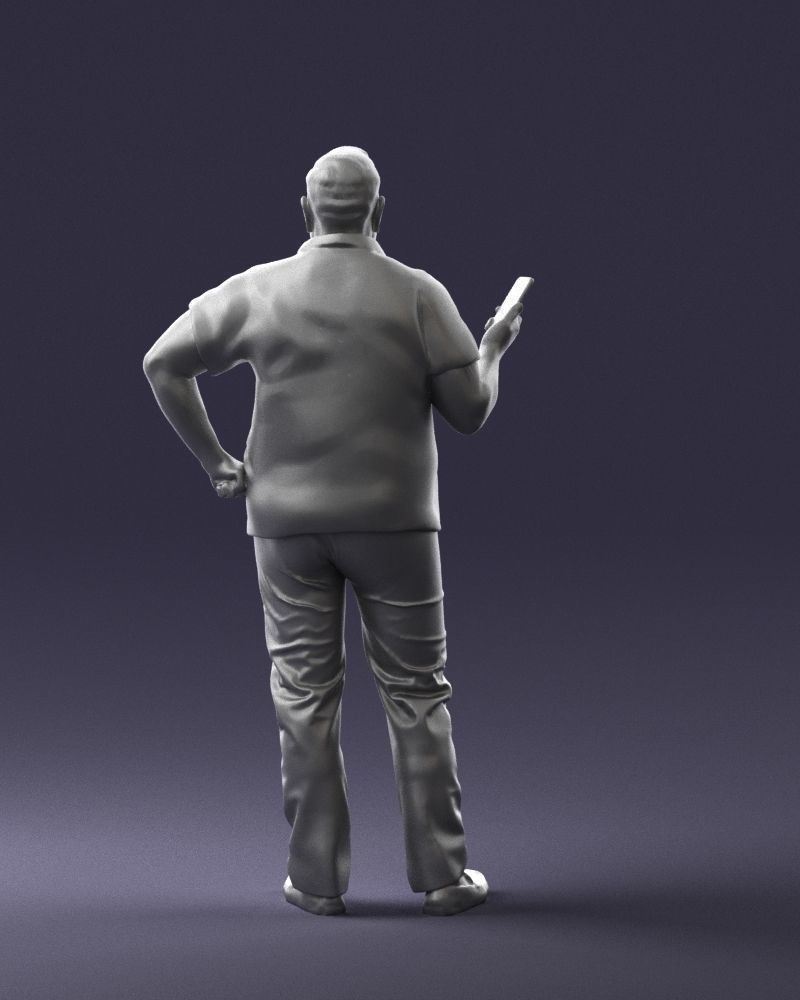Man in t-shirt with phone 0464 3D Print Ready 3D print model_19