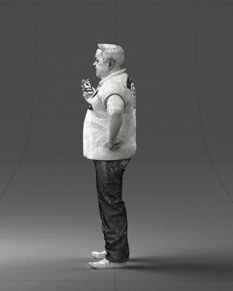 Man in t-shirt with phone 0464 3D Print Ready 3D print model_11