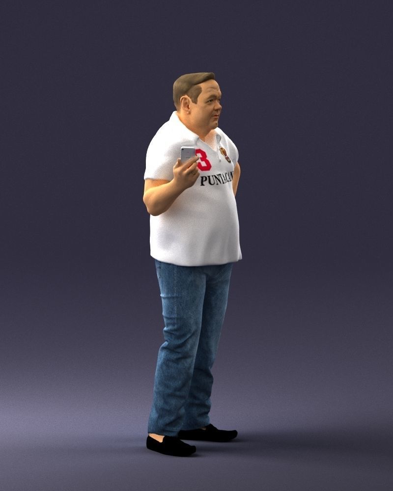 Man in t-shirt with phone 0464 3D Print Ready 3D print model_30