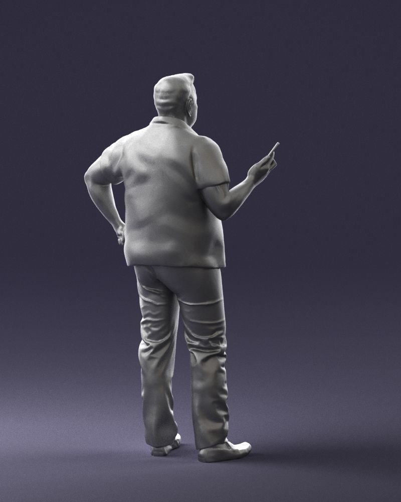 Man in t-shirt with phone 0464 3D Print Ready 3D print model_22