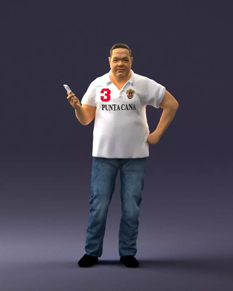 Man in t-shirt with phone 0464 3D Print Ready 3D print model_0