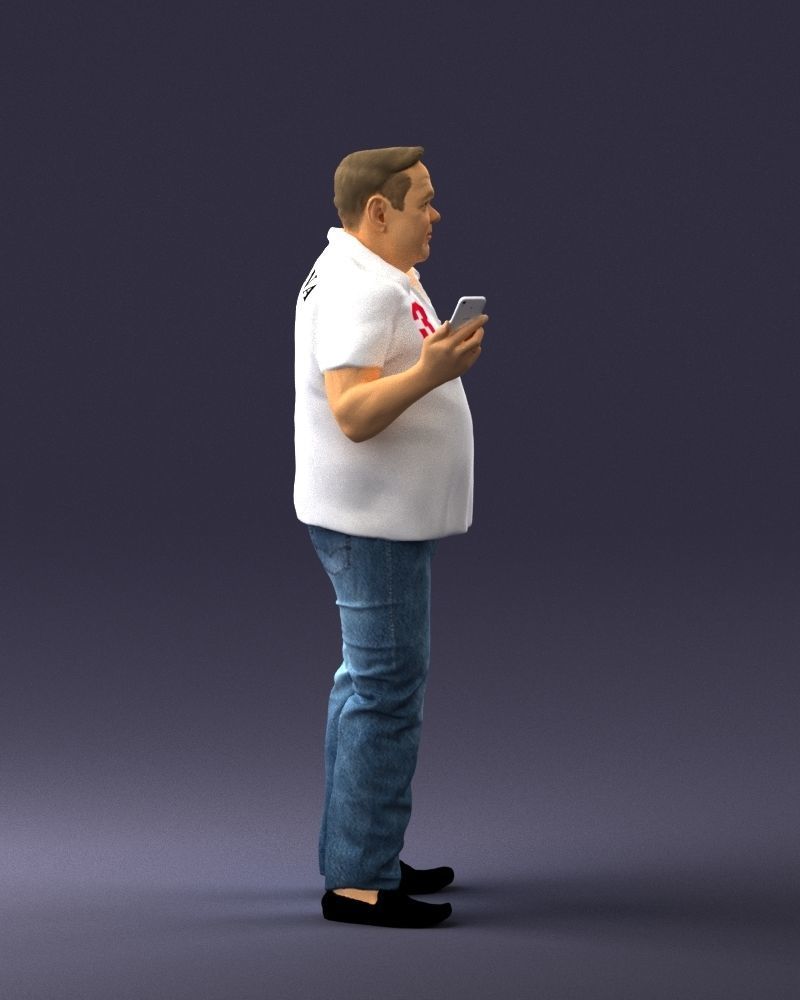Man in t-shirt with phone 0464 3D Print Ready 3D print model_27