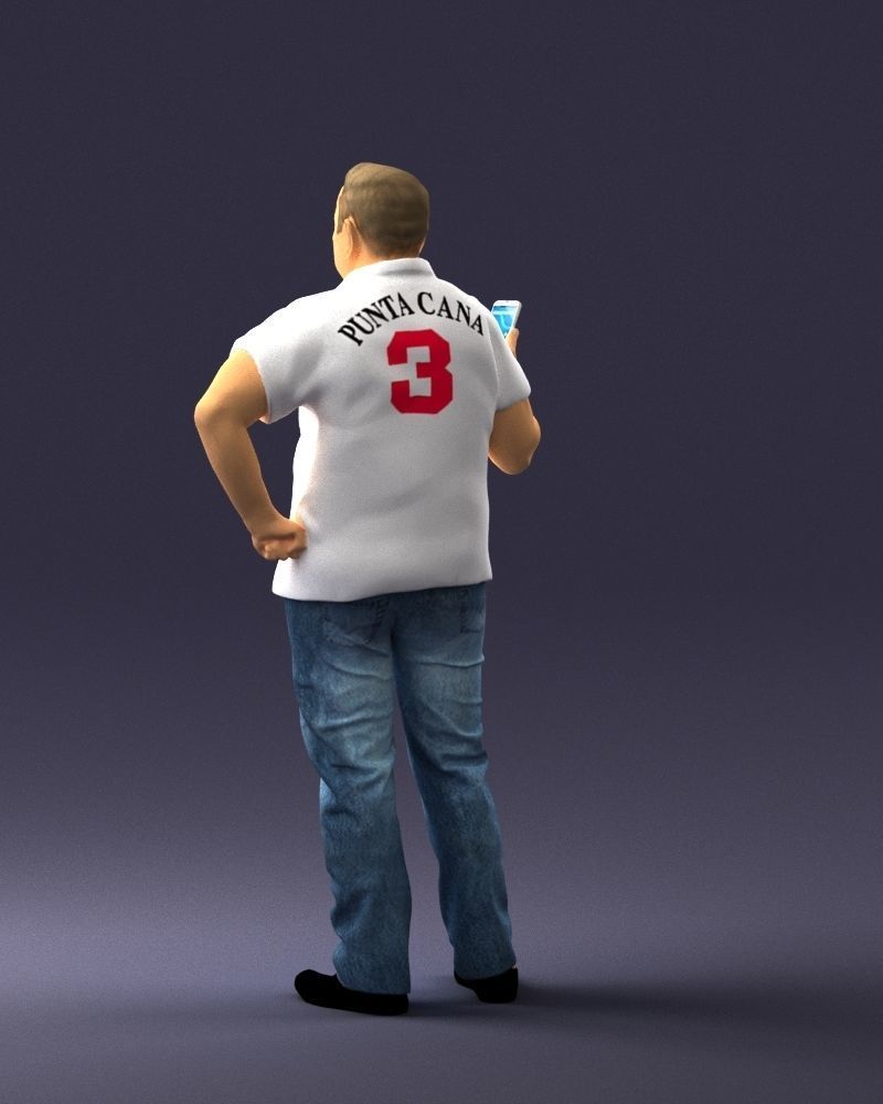 Man in t-shirt with phone 0464 3D Print Ready 3D print model_15