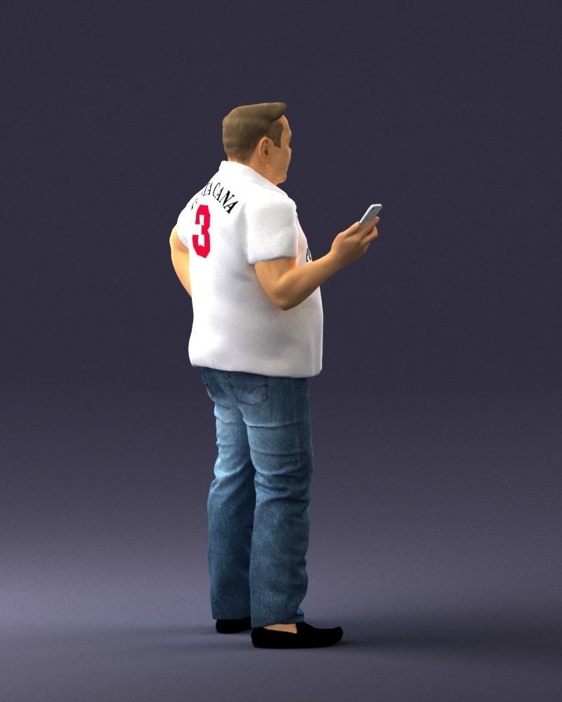 Man in t-shirt with phone 0464 3D Print Ready 3D print model_24