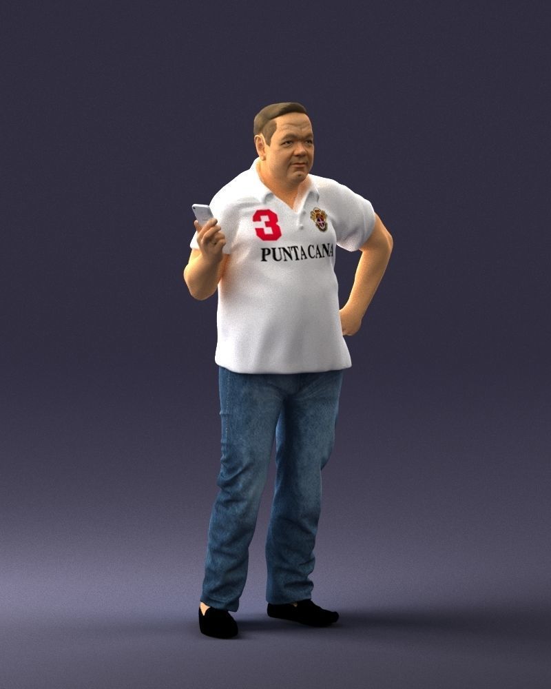 Man in t-shirt with phone 0464 3D Print Ready 3D print model_33