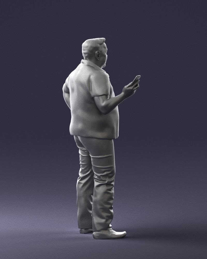 Man in t-shirt with phone 0464 3D Print Ready 3D print model_25
