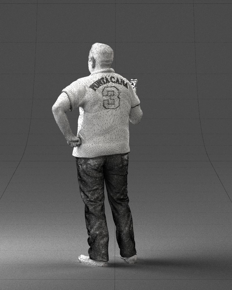 Man in t-shirt with phone 0464 3D Print Ready 3D print model_17