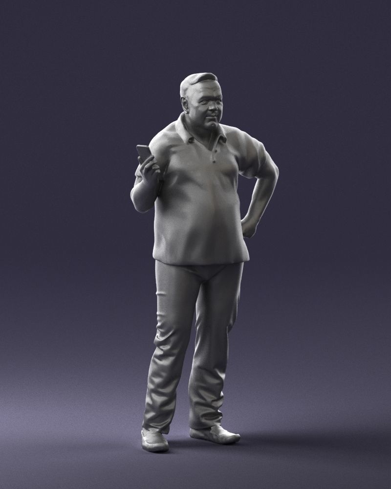 Man in t-shirt with phone 0464 3D Print Ready 3D print model_34