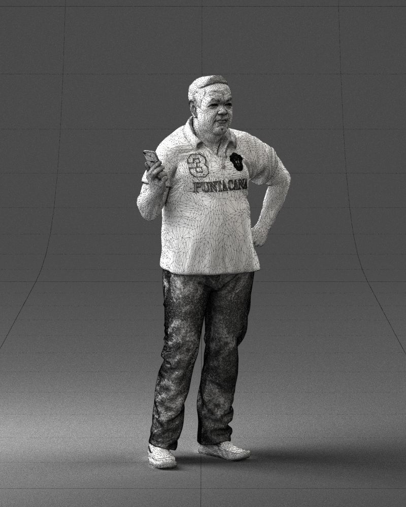 Man in t-shirt with phone 0464 3D Print Ready 3D print model_35