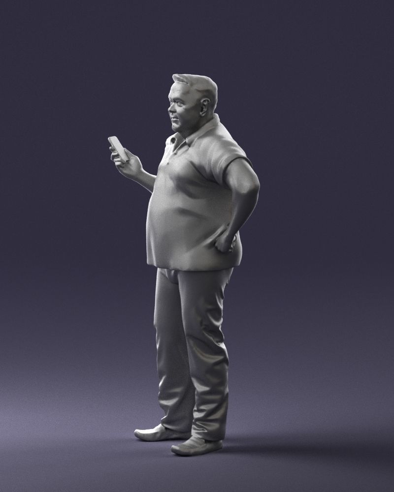 Man in t-shirt with phone 0464 3D Print Ready 3D print model_7