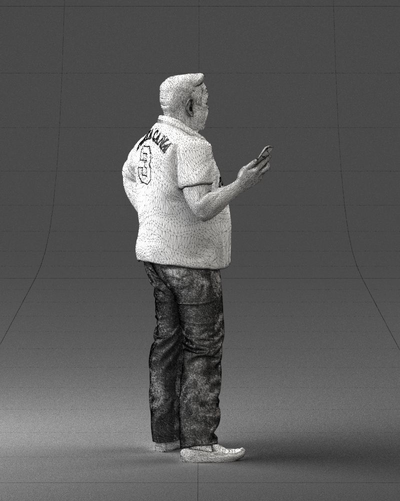 Man in t-shirt with phone 0464 3D Print Ready 3D print model_26