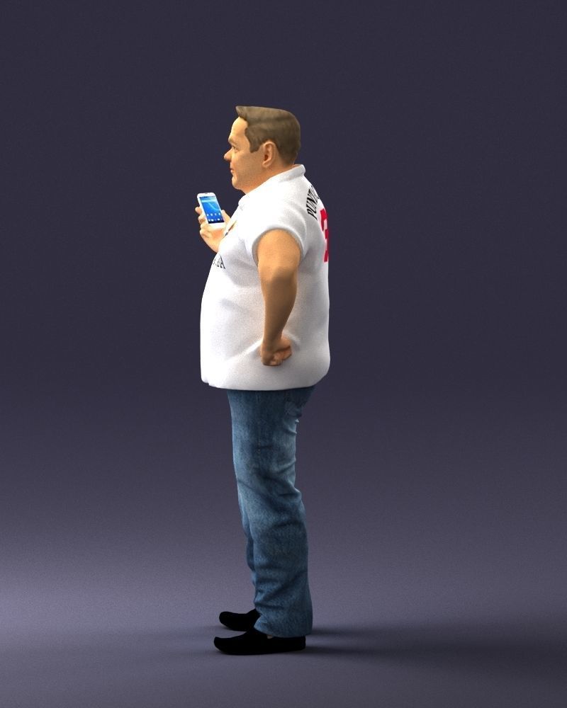 Man in t-shirt with phone 0464 3D Print Ready 3D print model_9