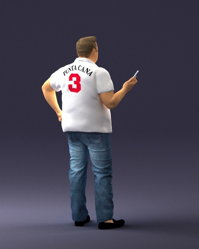 Man in t-shirt with phone 0464 3D Print Ready 3D print model_21