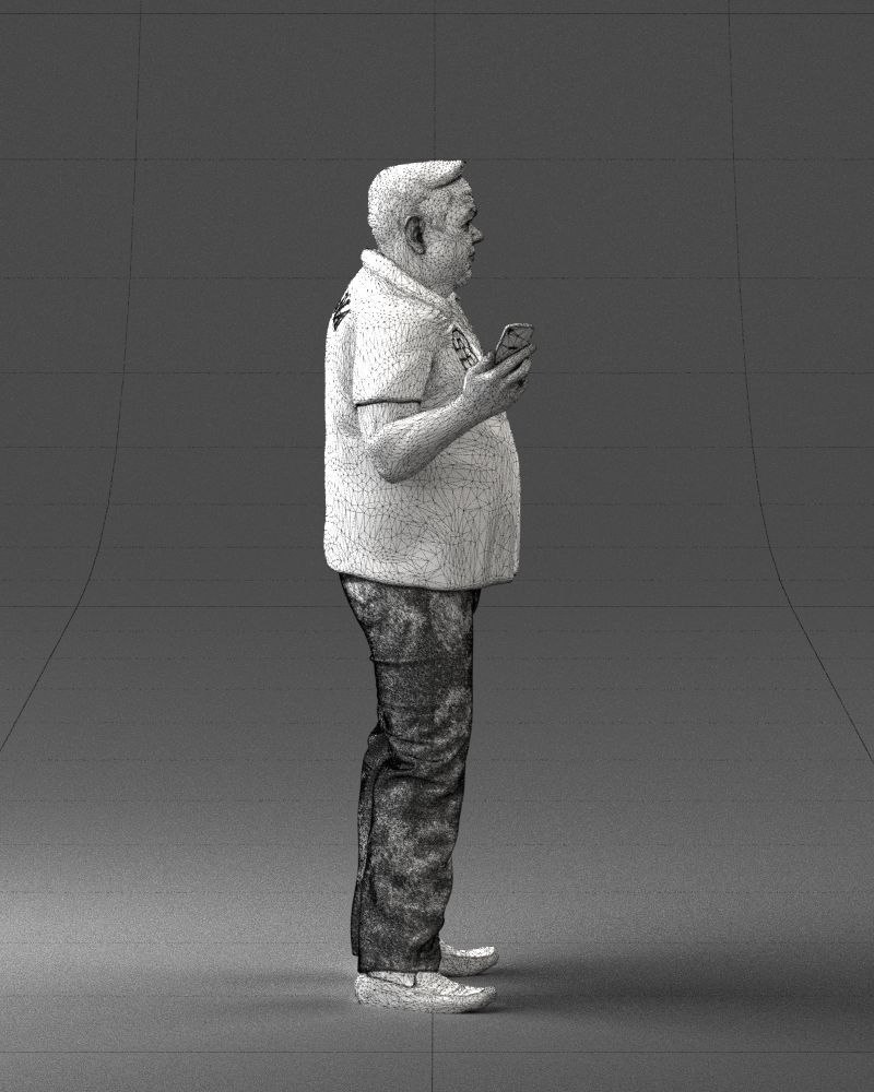 Man in t-shirt with phone 0464 3D Print Ready 3D print model_29