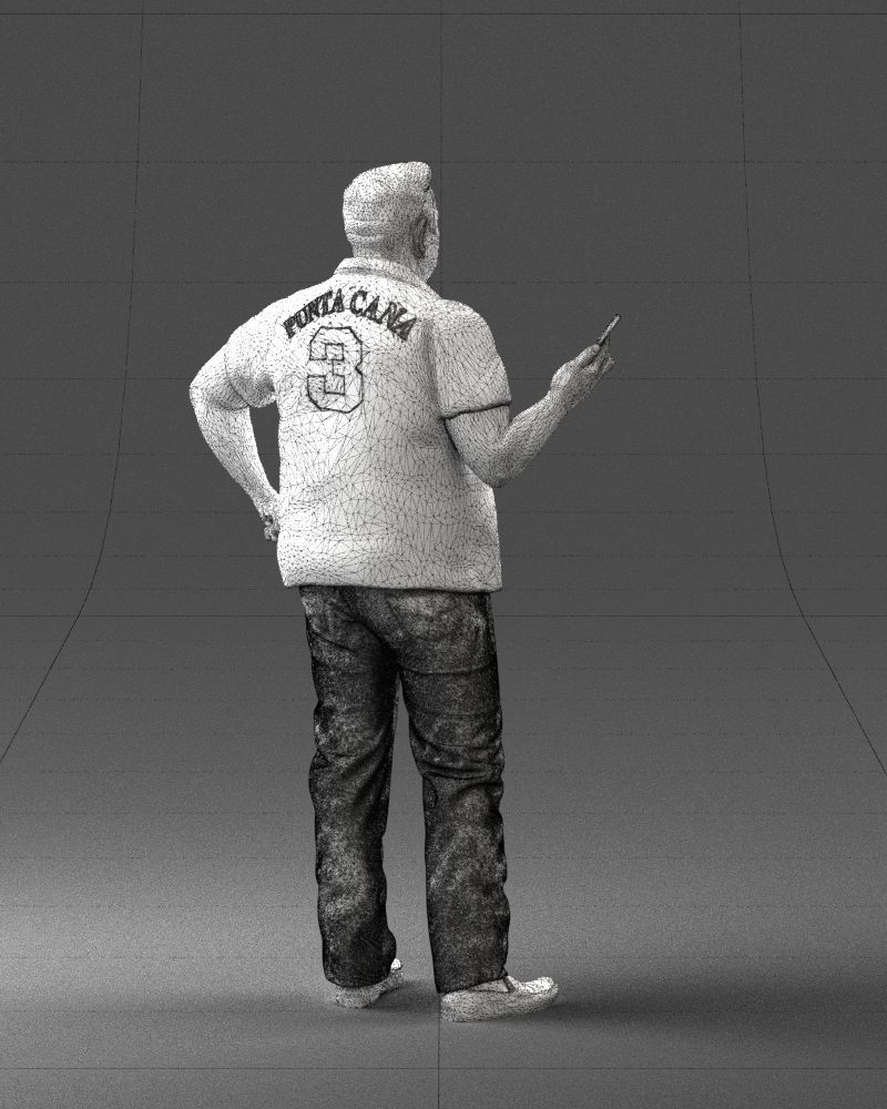 Man in t-shirt with phone 0464 3D Print Ready 3D print model_23