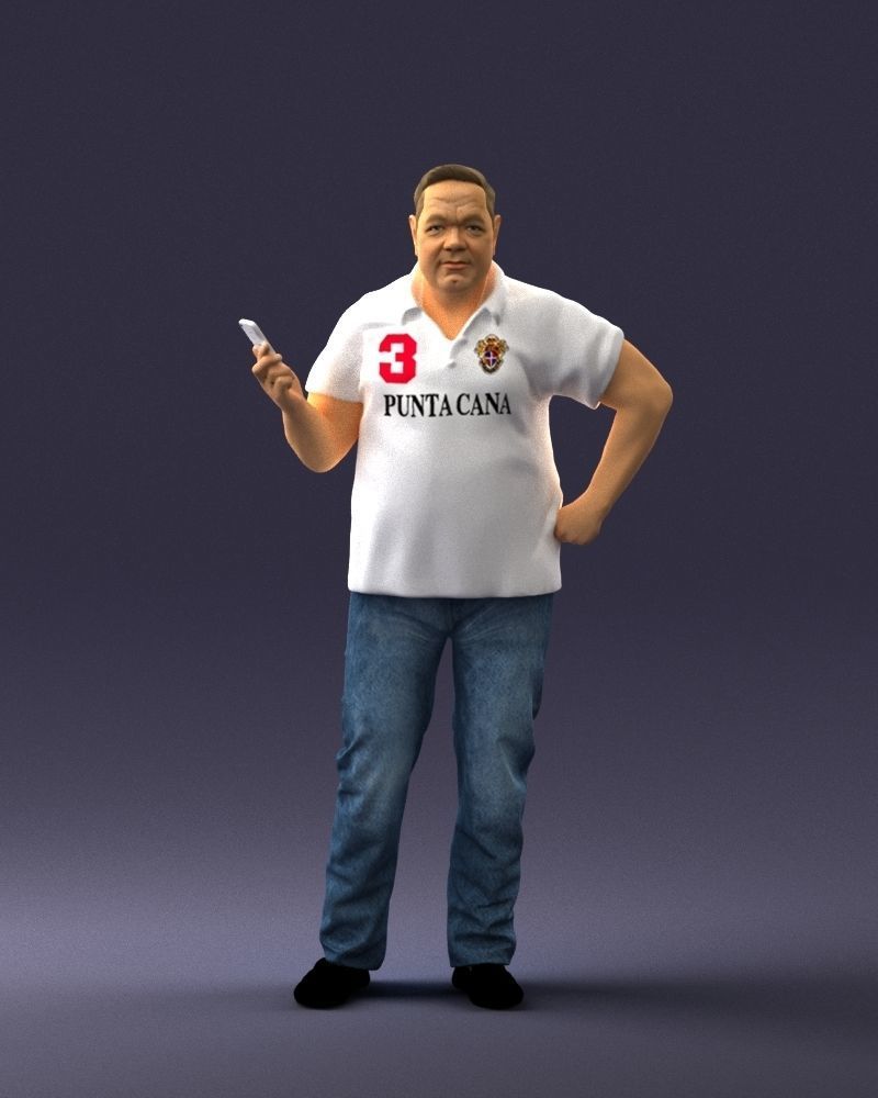 Man in t-shirt with phone 0464 3D Print Ready 3D print model_36