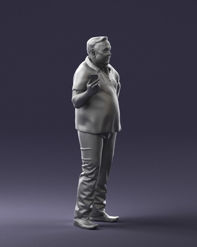 Man in t-shirt with phone 0464 3D Print Ready 3D print model_31