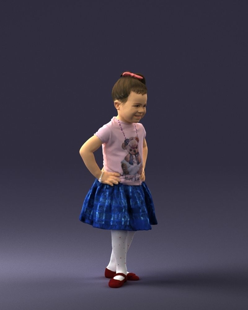 000375 Little Girl Standing Pose 3dp 3D print model_7