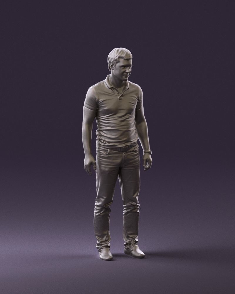 Man in dark blue polo regular jeans 0878 3D Print Ready 3D print model_2