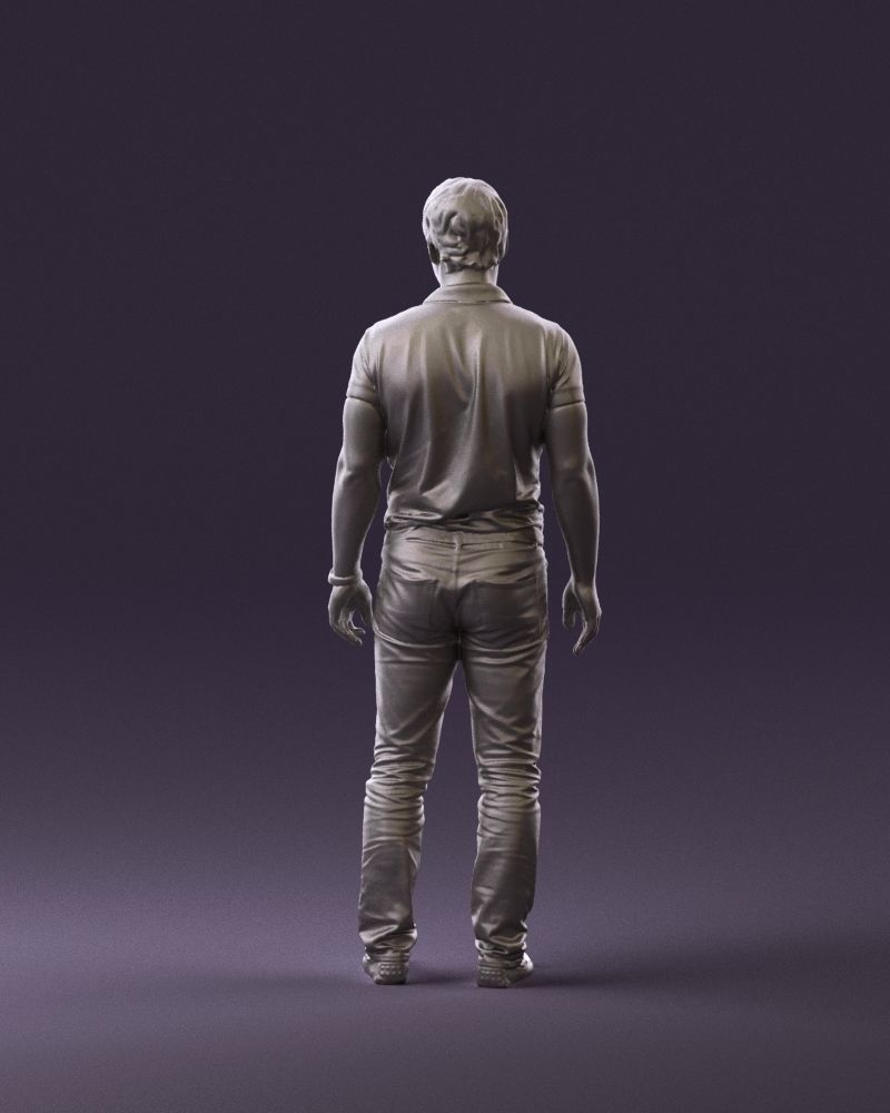 Man in dark blue polo regular jeans 0878 3D Print Ready 3D print model_6