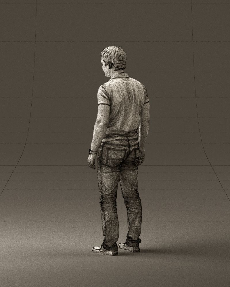 Man in dark blue polo regular jeans 0878 3D Print Ready 3D print model_31